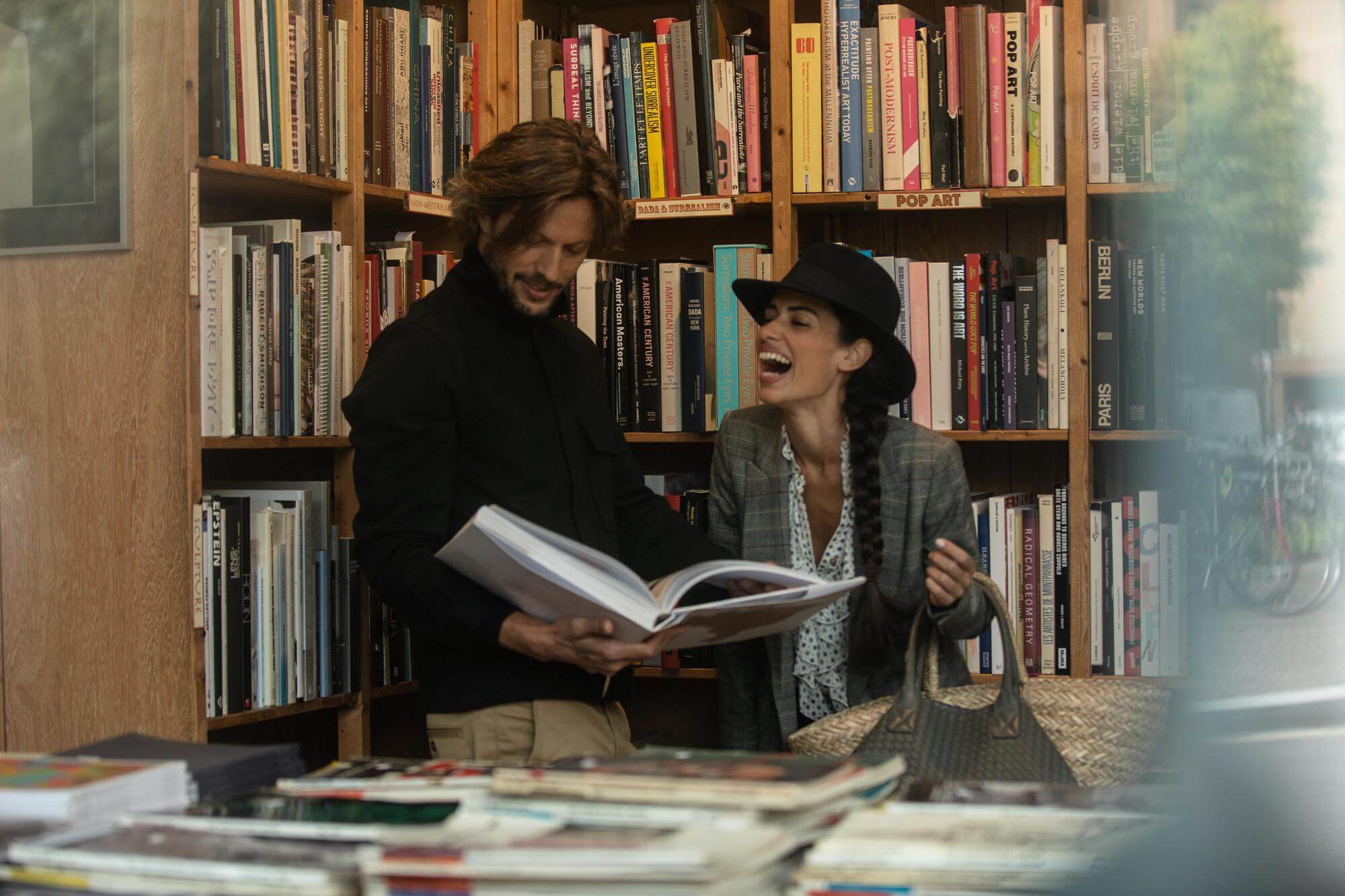 A couple reading at a library near Elephant Park Southwark SE1